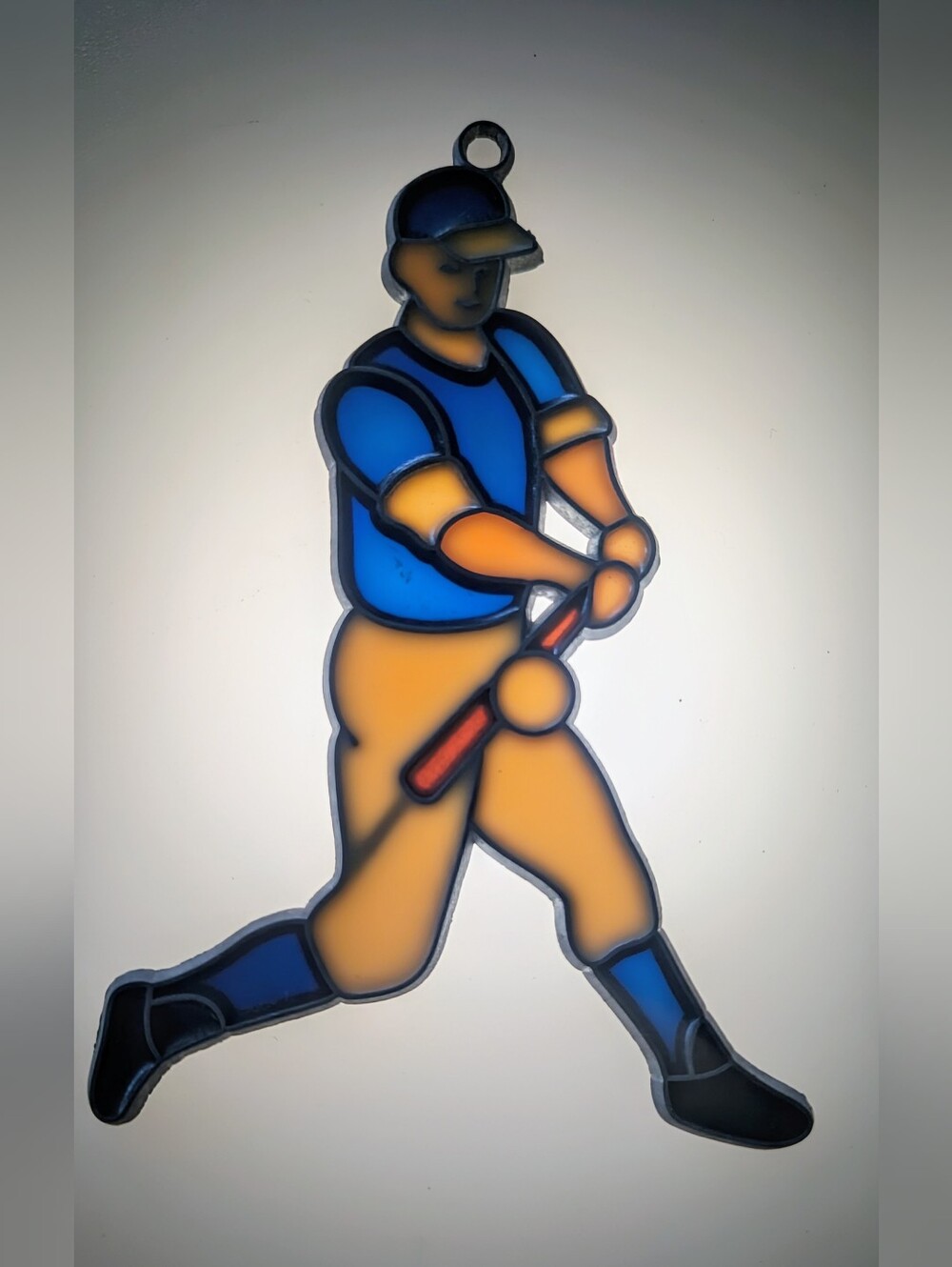 Vintage 1960'S 70'S Male Baseball Player Suncatcher Hanging Window Decoration 5"